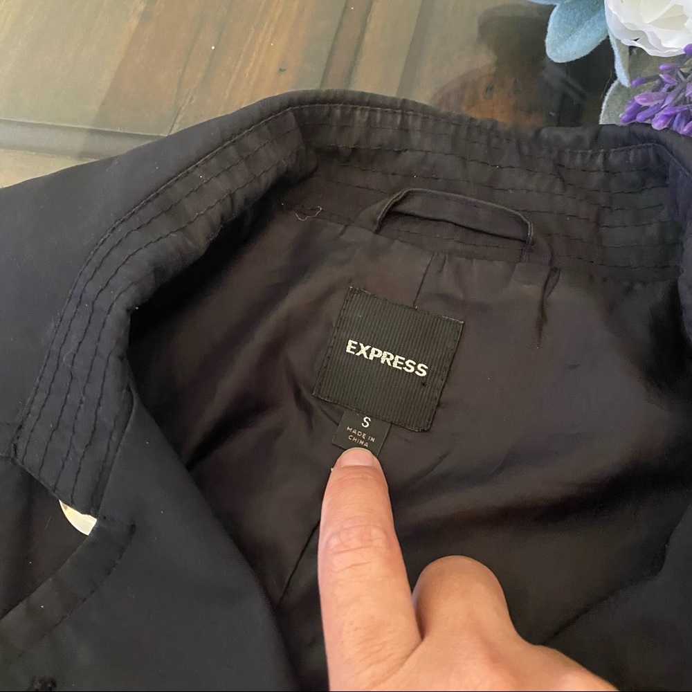 Express Double Breasted Black Trench Coat - Picture 2 of 12